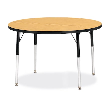 Jonti-Craft Berries Round Activity Table, 42 in. Diameter, A-height, Oak/Black/Black 6468JCA210